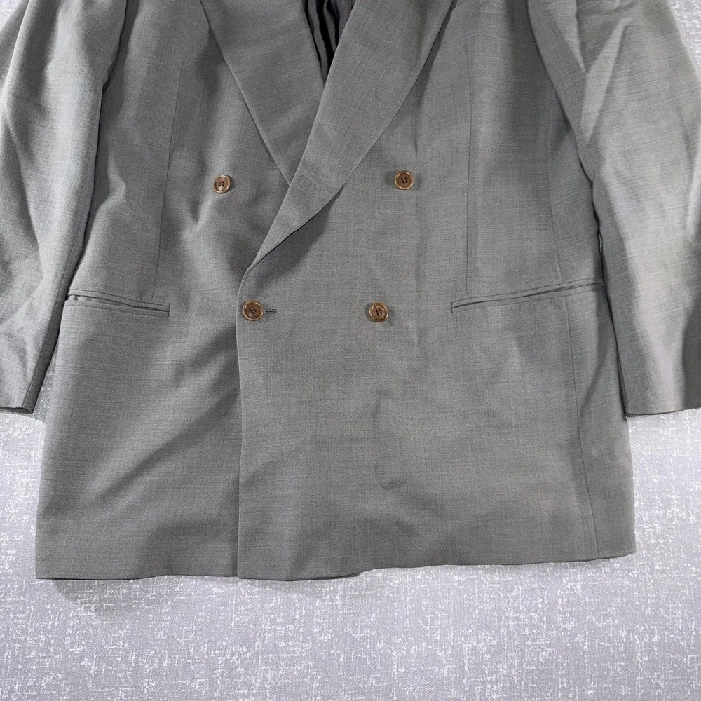 Ermenegildo Zegna Suit Jacket Mens 46 Gray Double Breasted Soft Made Switzerland
